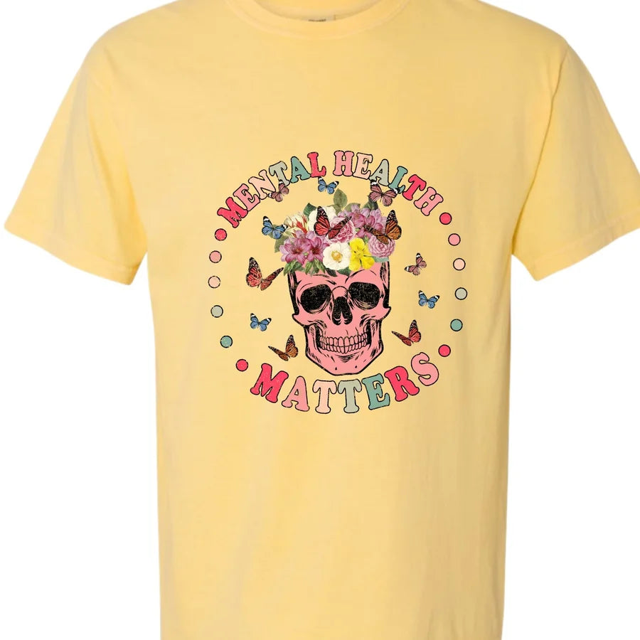 "Mental Health Matters Skull 2.0" Short Sleeve T Shirt