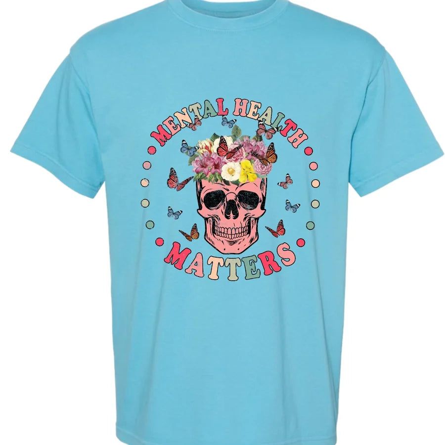 "Mental Health Matters Skull 2.0" Short Sleeve T Shirt