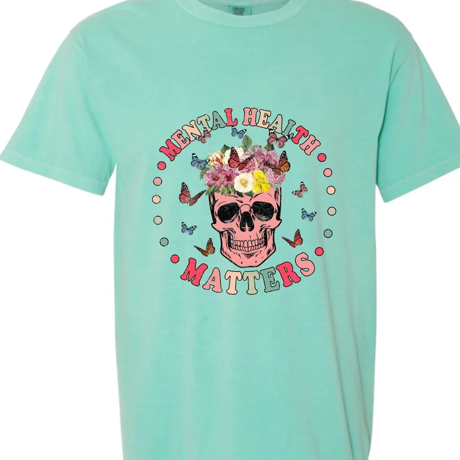 "Mental Health Matters Skull 2.0" Short Sleeve T Shirt