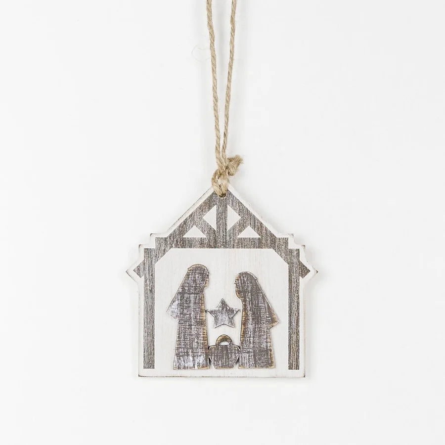 Nativity Scene Wooden Ornament