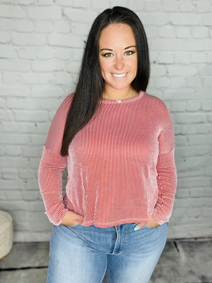 "The Perfect Day" Drop Shoulder Long Sleeve Top (Multiple Colors)