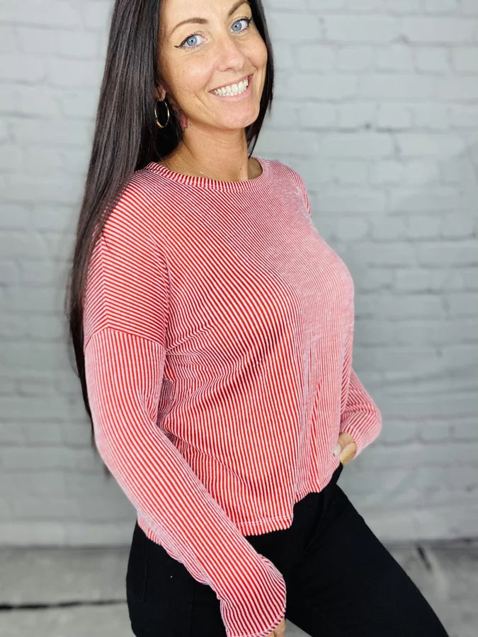 "The Perfect Day" Drop Shoulder Long Sleeve Top (Multiple Colors)