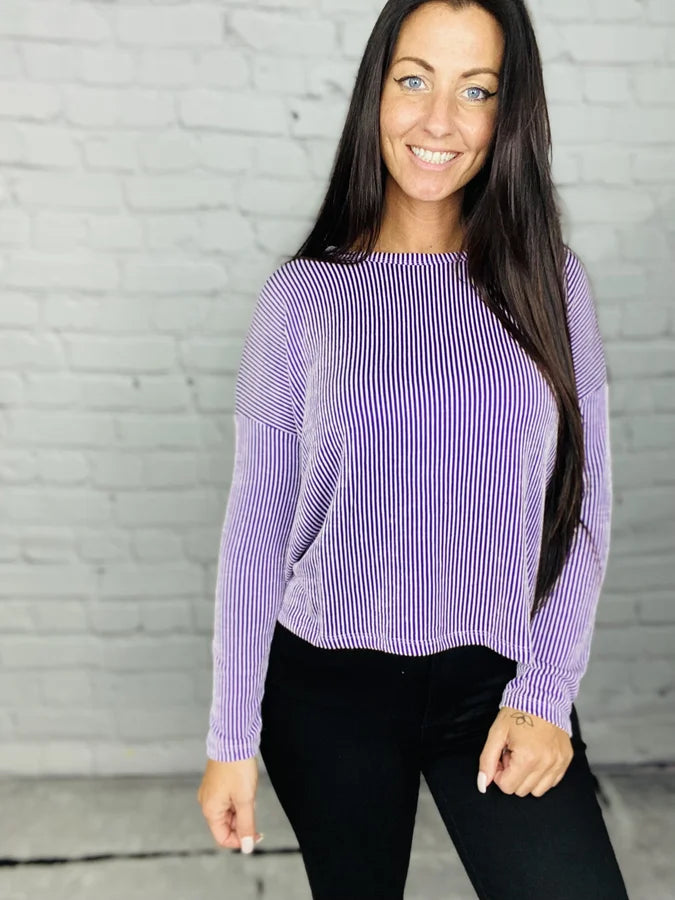 "The Perfect Day" Drop Shoulder Long Sleeve Top (Multiple Colors)
