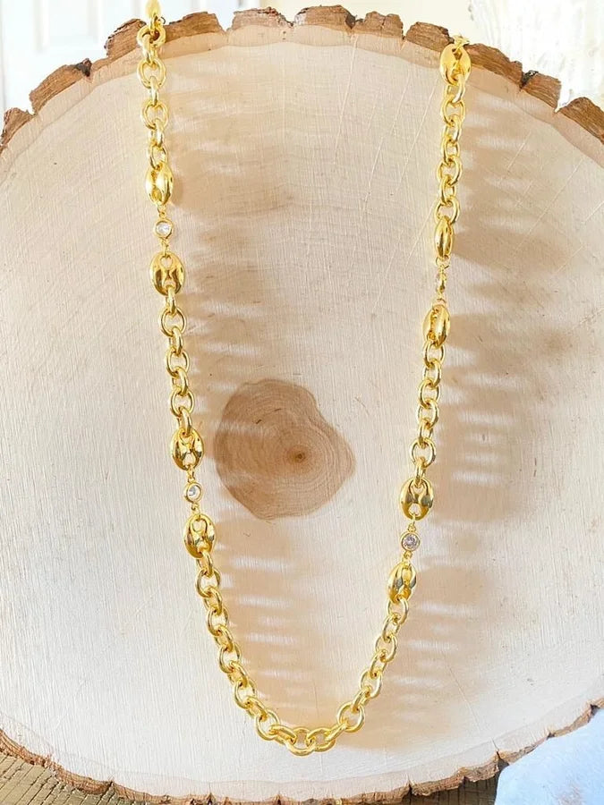 18 Kt. Gold Plated Puff Chain Link Necklace - 17"