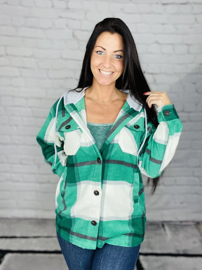 "Check It Out" Plaid Hoodie Shacket (Multiple Colors)