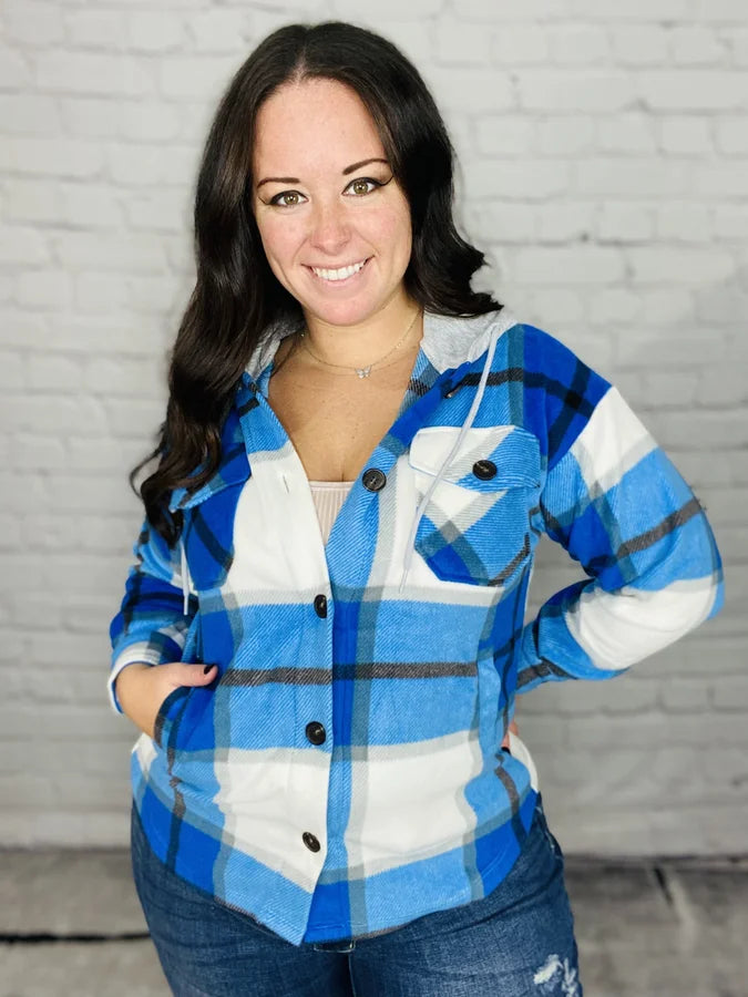 "Check It Out" Plaid Hoodie Shacket (Multiple Colors)