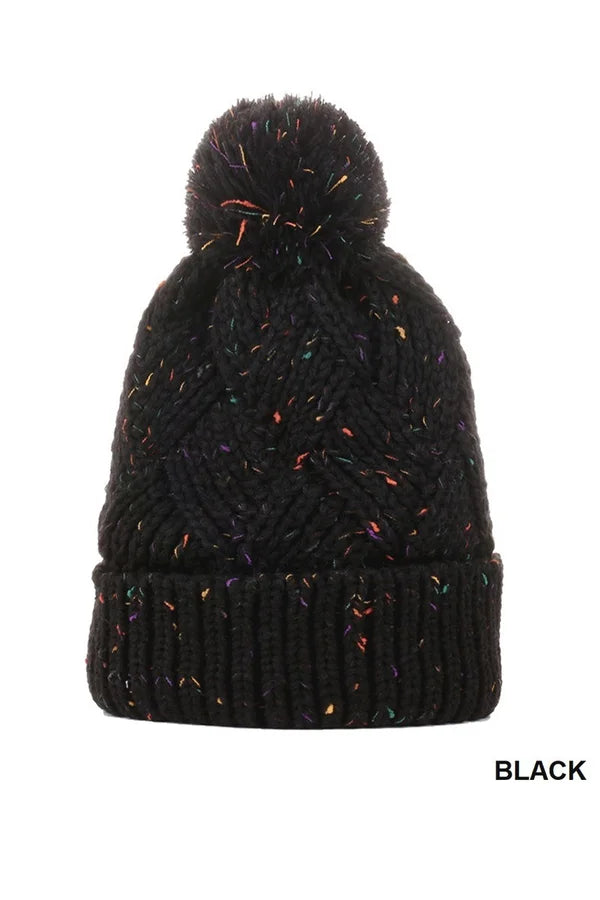 Speckled Pom Pom Beanie (Multiple Colors)