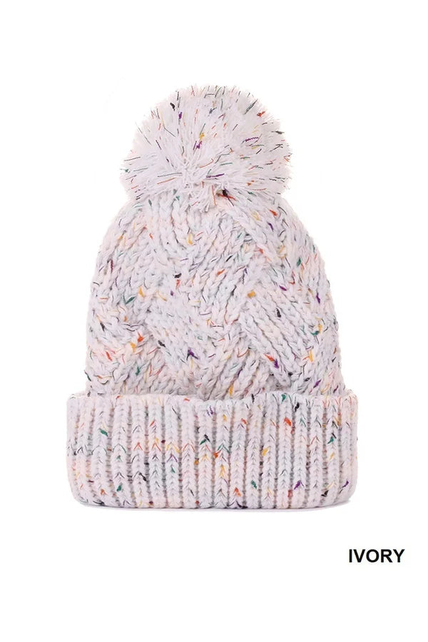 Speckled Pom Pom Beanie (Multiple Colors)