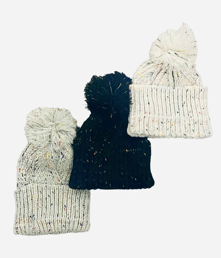 Speckled Pom Pom Beanie (Multiple Colors)