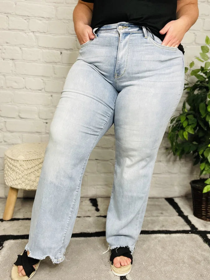 Judy Blue - "Claire" Light Blue High-Waisted Straight Leg Jeans - Reg/Plus