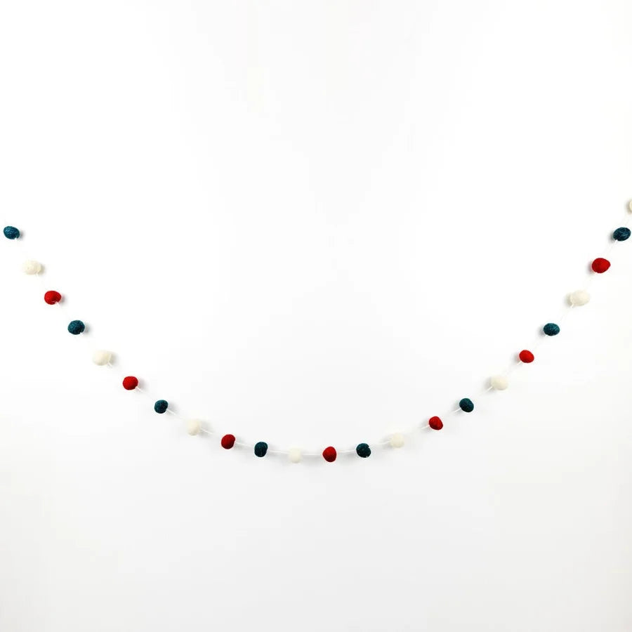 72" Red/Green/White Felt Ball Garland