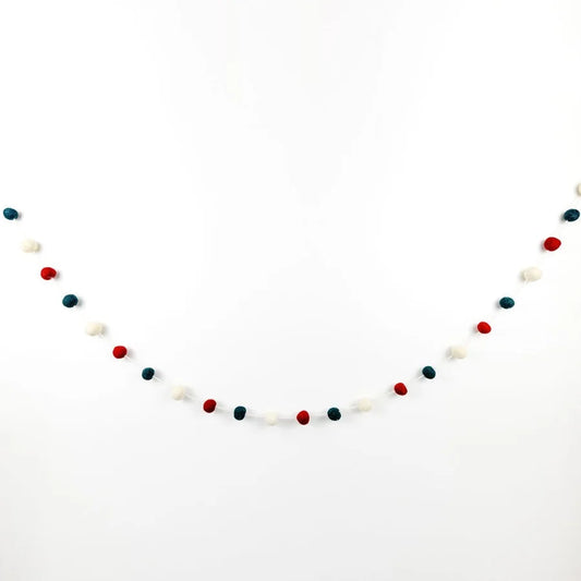 72" Red/Green/White Felt Ball Garland