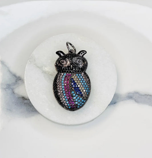 Pave Crystal Owl Pendant (Medium)