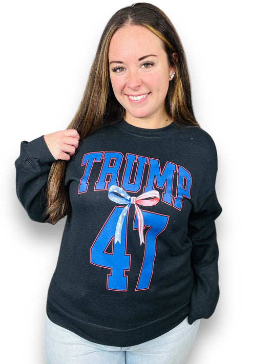 "Trump 47 Bow" Graphic Crewneck Sweatshirt