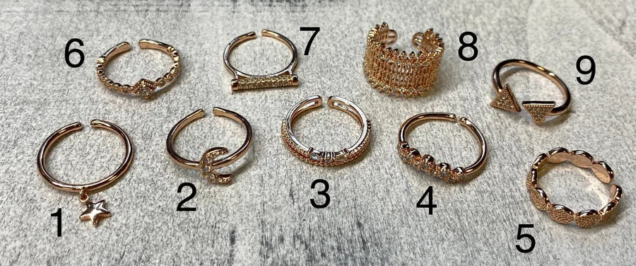 Erimish Rose Gold Adjustable Rings (Multiple Styles)