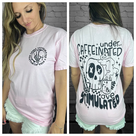 "Under Caffeinated & Overstimulated" (BLACK INK) Short Sleeve T Shirt 1 of 2