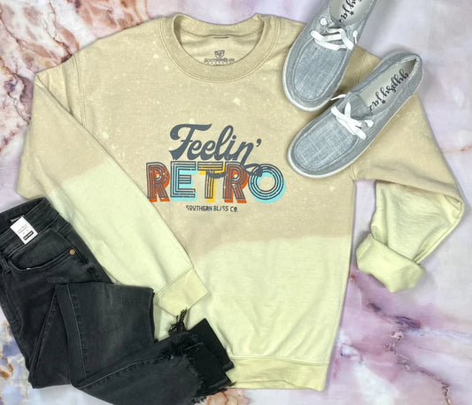 "Feelin' Retro" Tan Bleached Sweatshirt