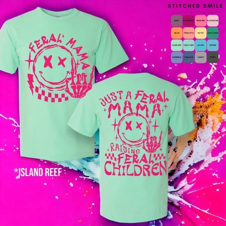 "Feral Mama" (Pink Ink) Short Sleeve T Shirt