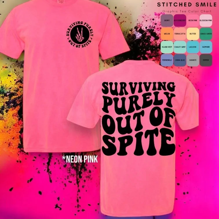 "Surviving Purely Out Of Spite" (Black Ink) Short Sleeve T Shirt 2 of 2