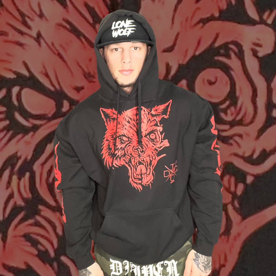 "Lone Wolf" Black Hoodie