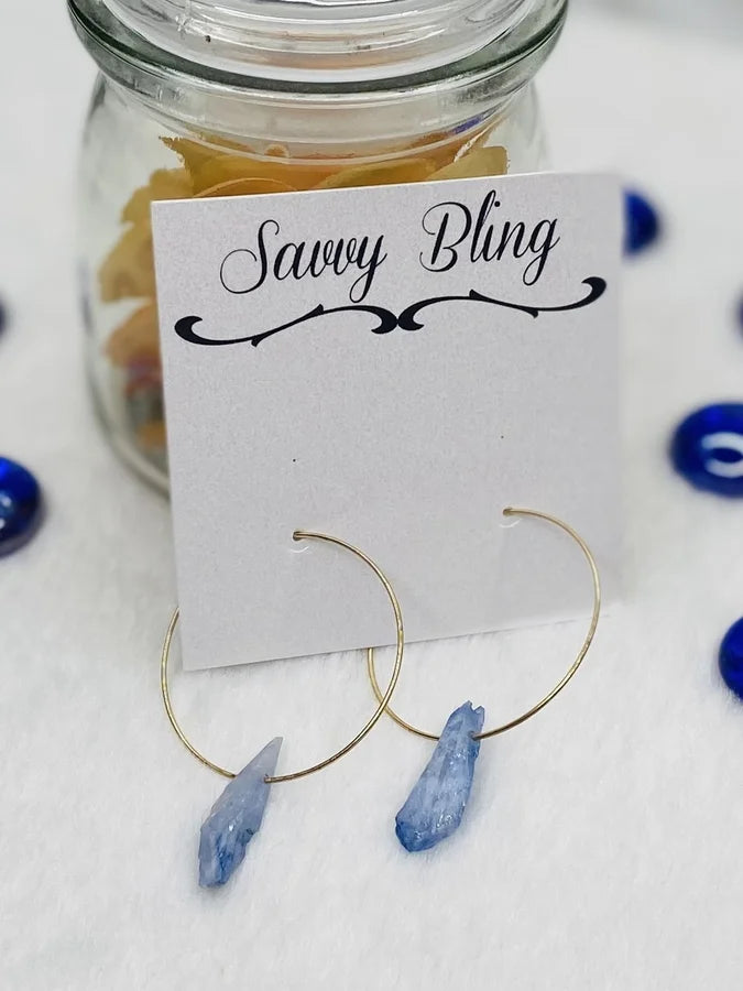 Savvy Bling - Periwinkle Quartz Gold Hoop Earrings