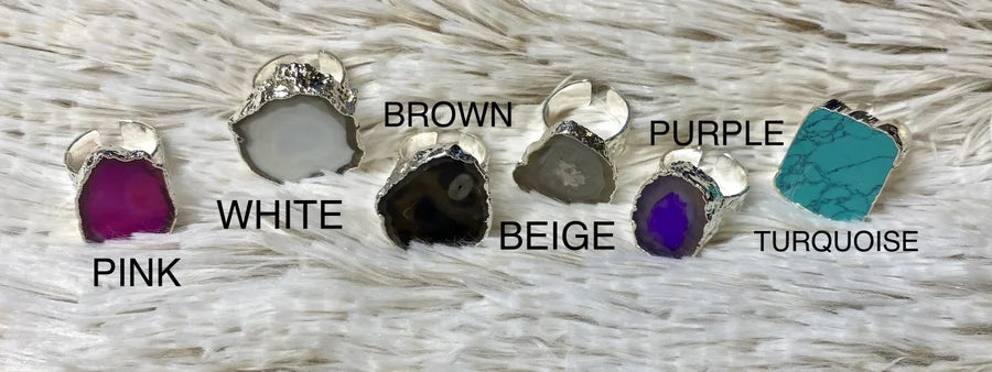 Silver Adjustable Stone Rings