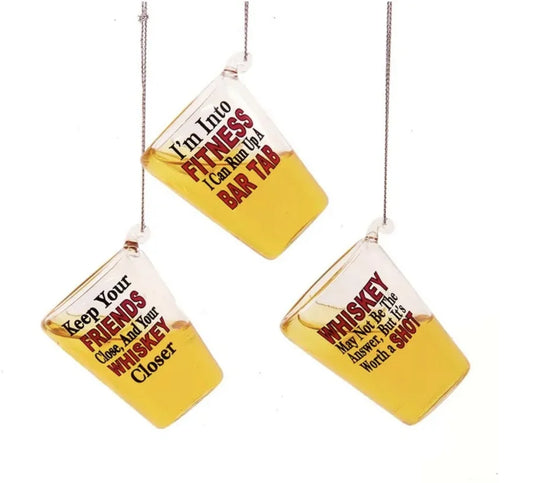 Whiskey Shot Glass Ornaments (Multiple Styles)