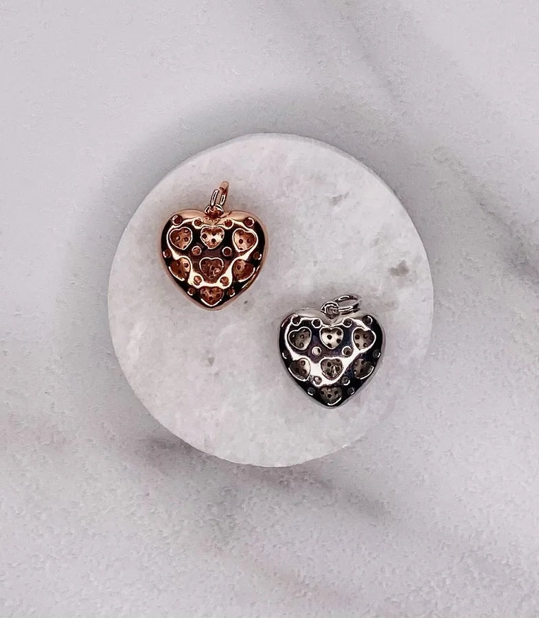Pave Crystal Cutout Heart Pendants (Small)