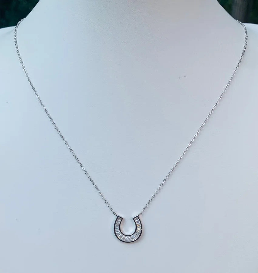 Sterling Silver Horseshoe Necklace - 16-18"