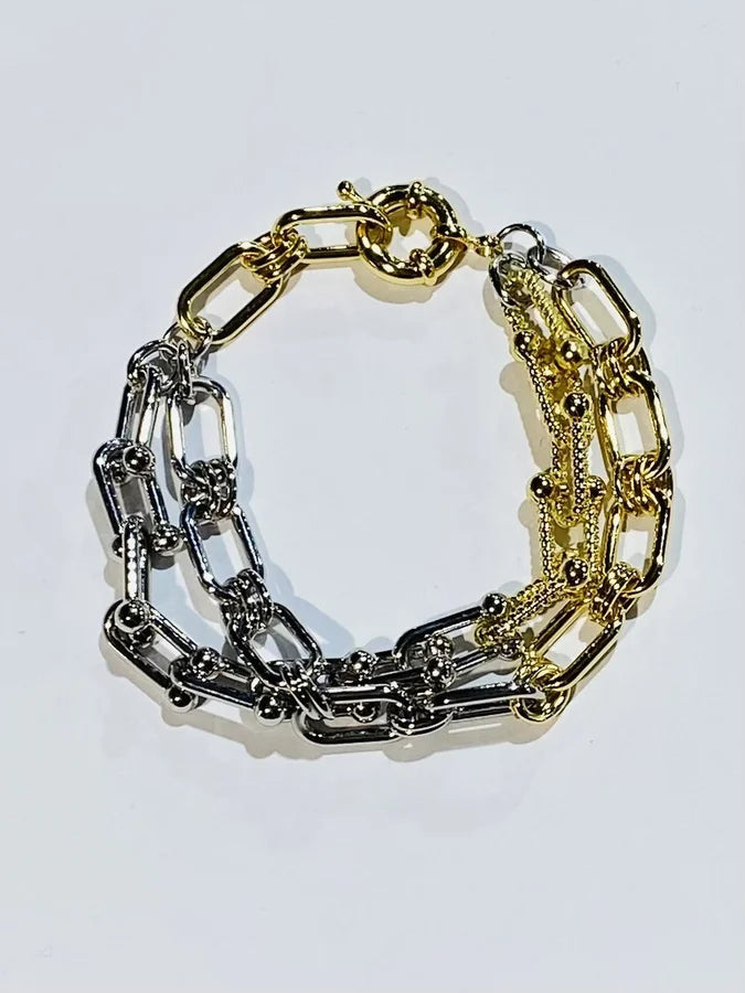 Gold/Rhodium Plated Chain Bracelet - 7.5"