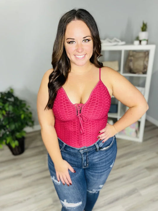 Reg/Plus Dark Pink Textured Bodysuit