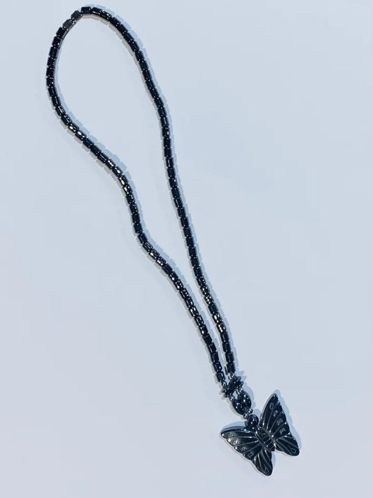 Butterfly Hematite Stone Necklace