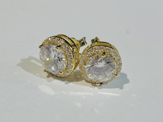 Gold Plated Round Fancy Stud Earrings