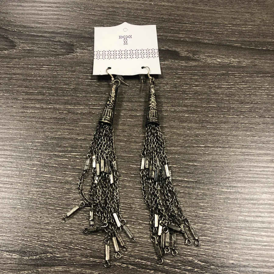 Antique Gunmetal Tassel Earrings