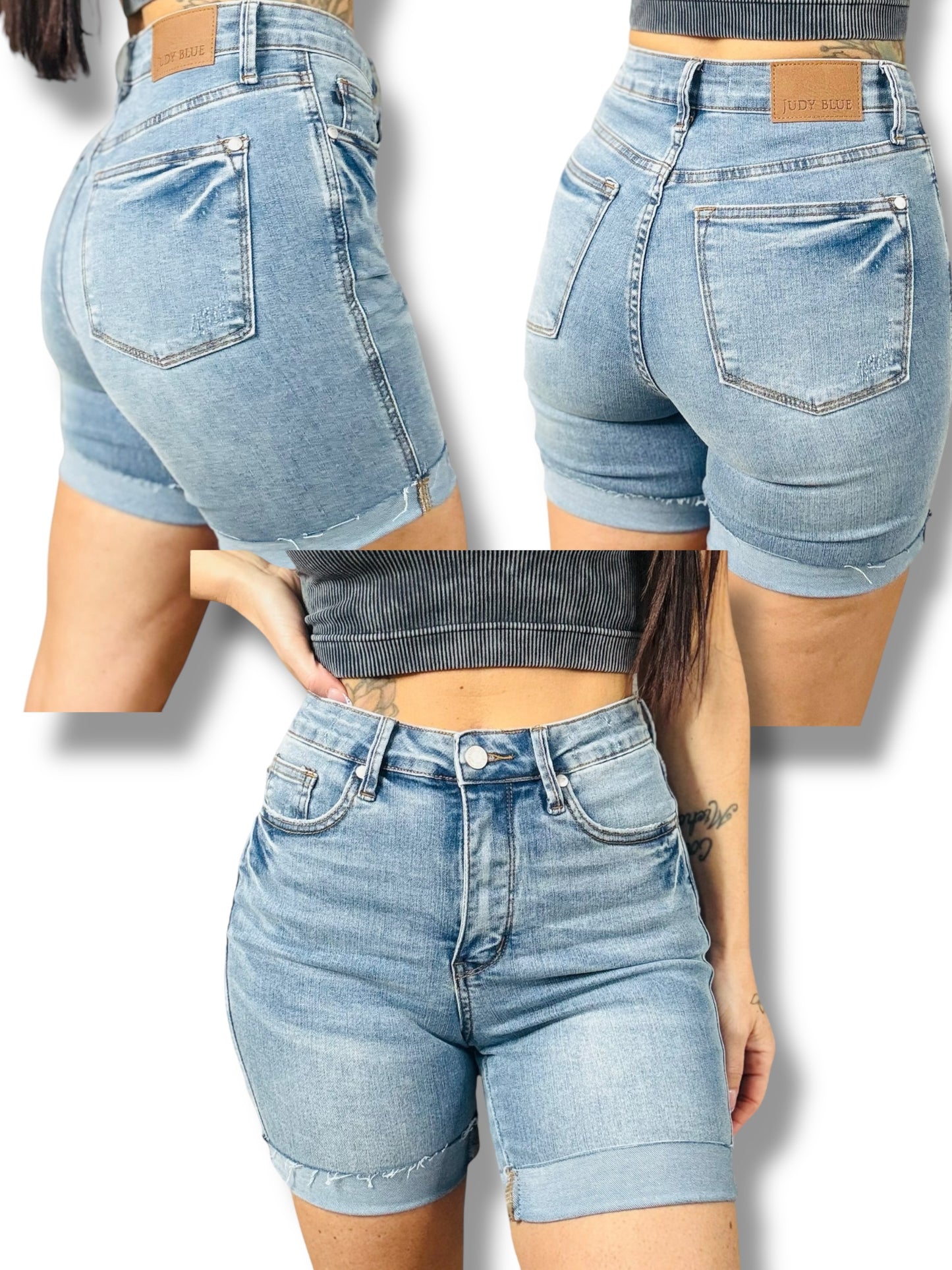 Judy Blue - "Cheryl" Medium Blue High-Waisted Cooling Tummy Control Shorts