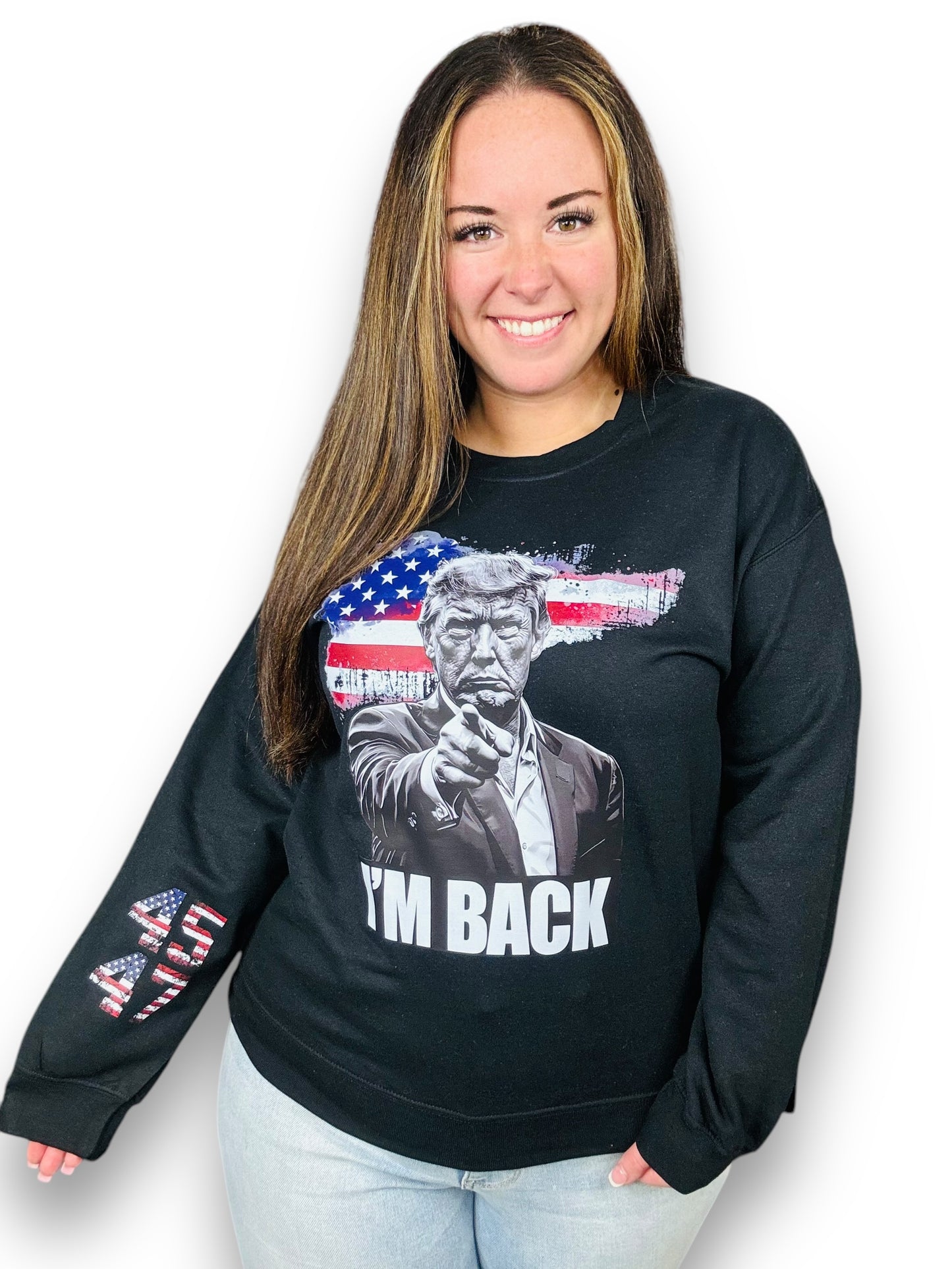 "I'm Back" Graphic Hoodie/Long Sleeve/Crewneck Sweatshirt With Sleeve Print