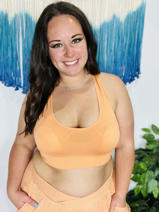 Peach Seamless Racerback Yoga Crop Top
