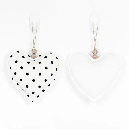 Black/White Puffy Heart Ornament - Reversible