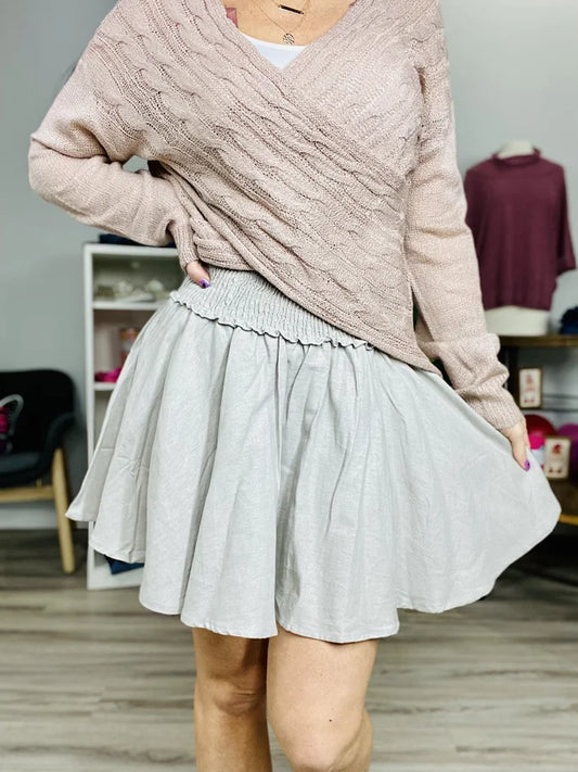 Reg/Plus Light Grey Skort w/ Wide Elastic Waistband