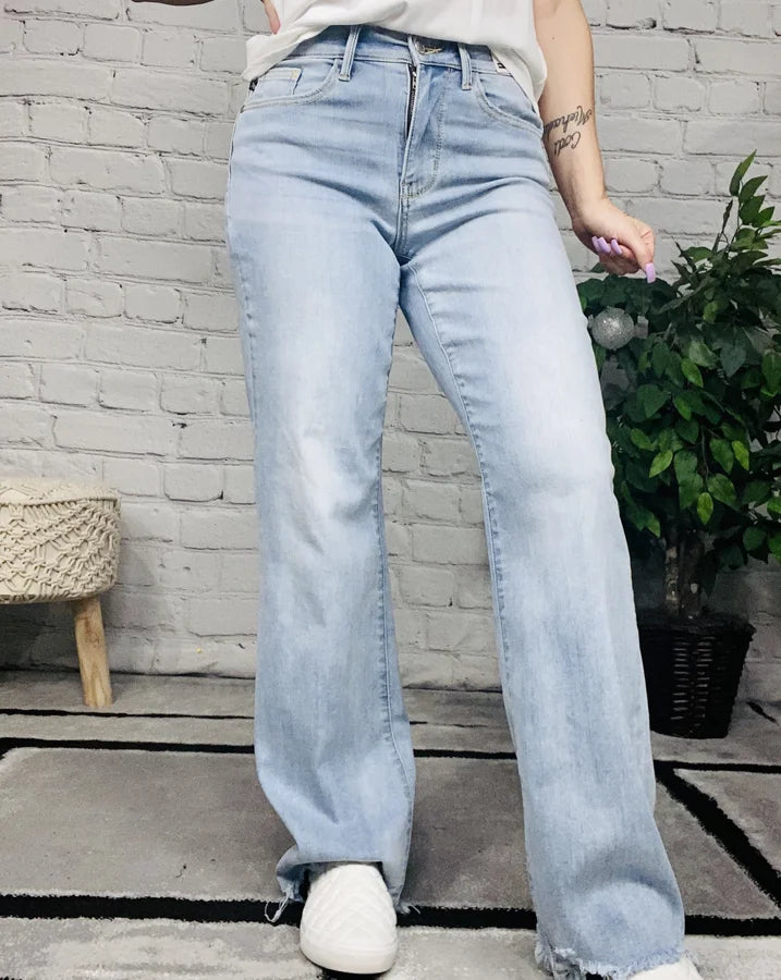 Judy Blue - "Claire" Light Blue High-Waisted Straight Leg Jeans - Reg/Plus