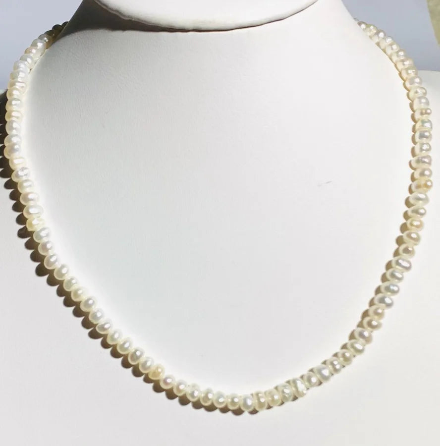 Fresh Water Pearl Necklace w/ Gold Plated Closure - 16" +2