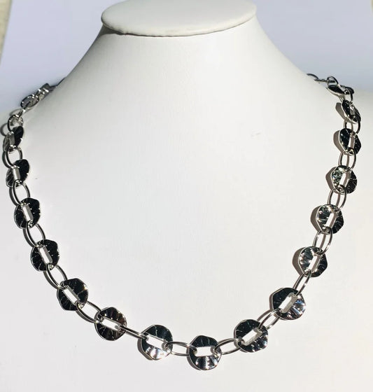 Rhodium Plated Fancy Link Chain - 18"