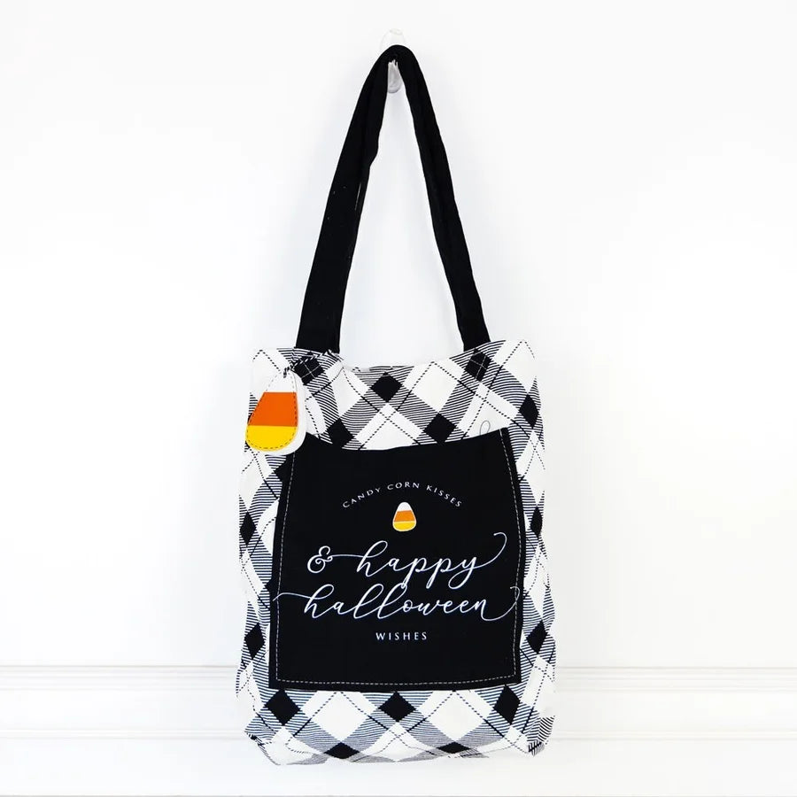 Black & White "Happy Halloween" Canvas Tote Bag