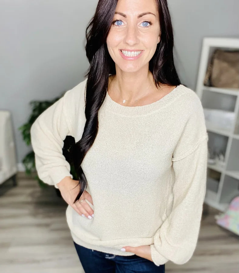 Reg. Beige Lightweight Knit Sweater