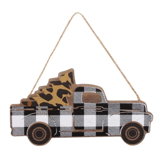 Black and White Plaid/Cheetah Truck Ornament