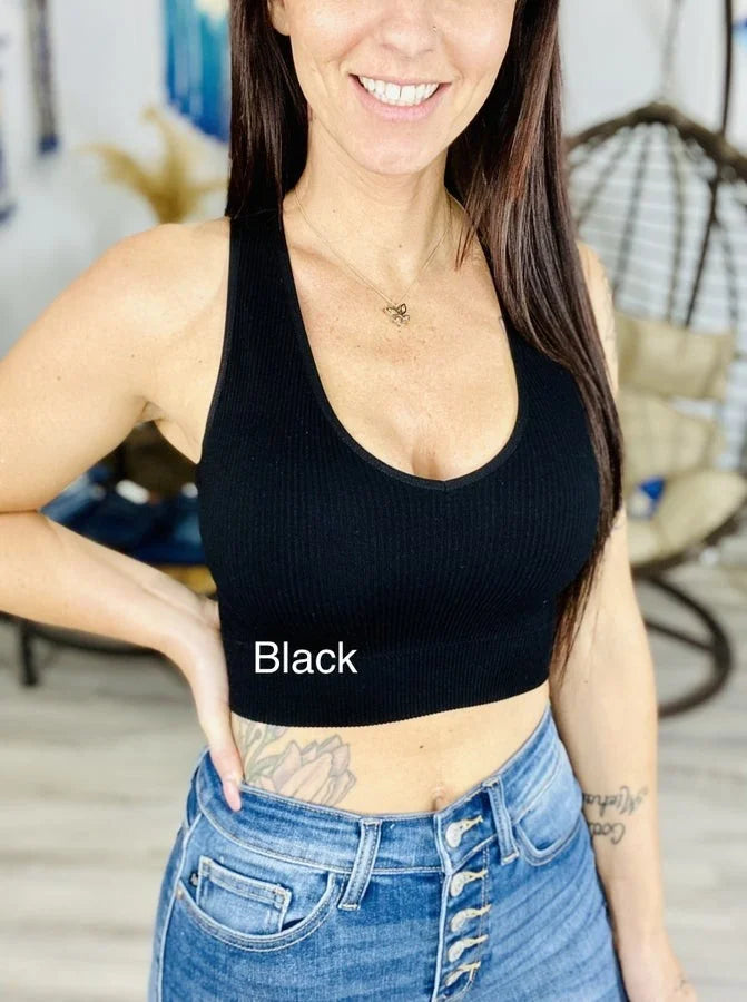 "Meant to Be" Black Cropped V-Neck Tank Top