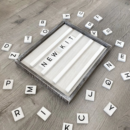 White/Black Letterboard Kit w/ Letter Tiles - 15" x 13" x 1.5"