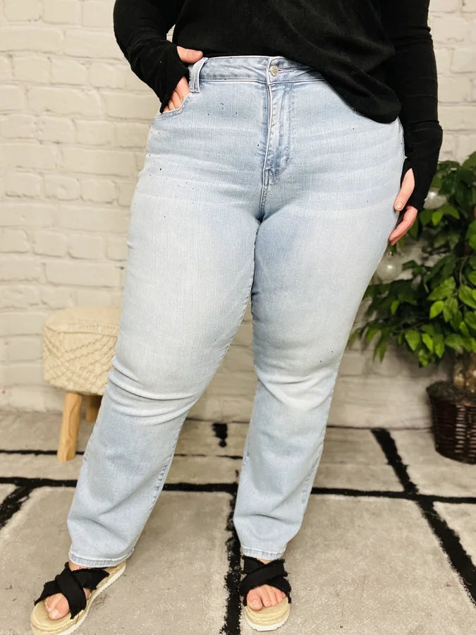 Judy Blue - "Anne" Light Blue High-Waisted Wide Leg Jeans - Reg/Plus