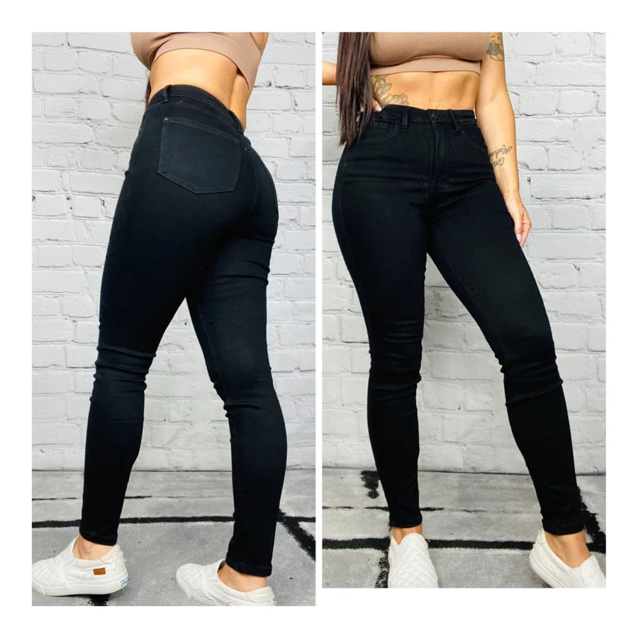 Judy Blue - "Connie" Jet Black High-Waisted Tummy Control Skinny Jeans