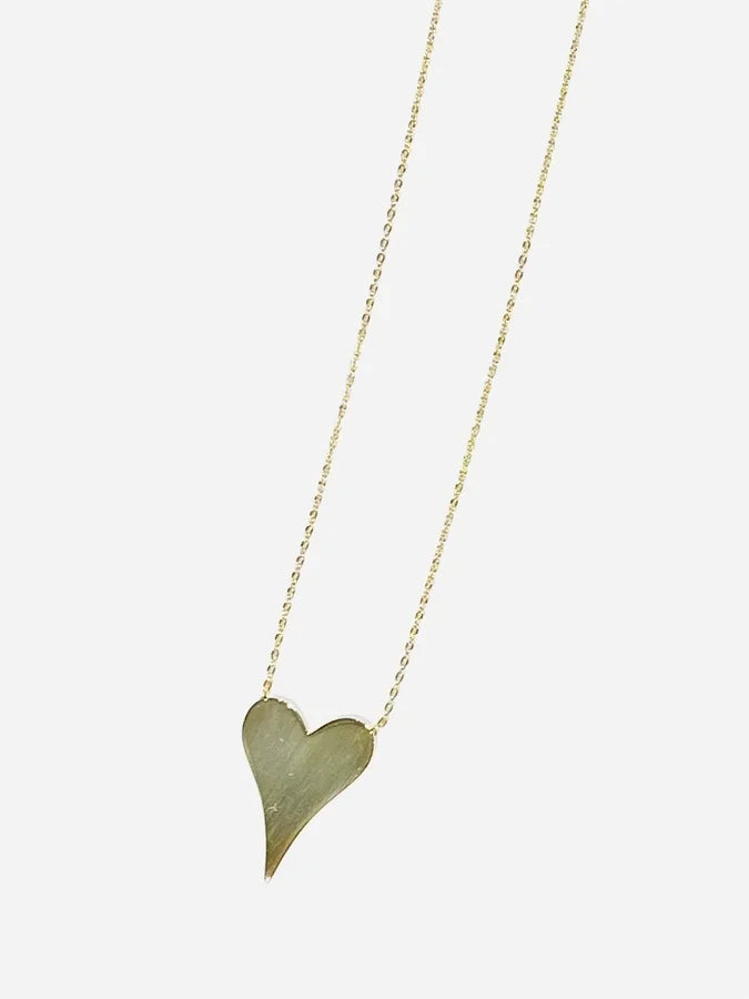 Sterling Silver Gold Plated Plain Fancy Heart Necklace - 16" +2